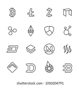 cryptocurrency thin line icon set 2, vector eps10.