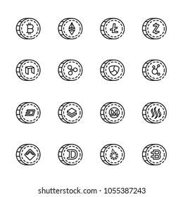 cryptocurrency thin line icon set 5, vector eps10.