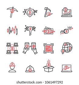 cryptocurrency thin line icon set , vector eps10.
