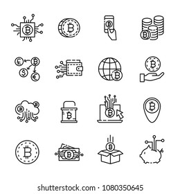 cryptocurrency thin line icon set 10, vector eps10.