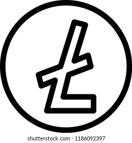 Cryptocurrency, Thin line icons. litecoin outline.