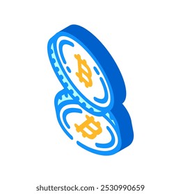 Token de criptomoneda Minería de criptomonedas Icono isométrico Vector. Token de criptomoneda Signo de minería de criptomonedas. Ilustración de símbolo aislado