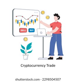 Cryptocurrency Traer ilustración vectorial de diseño de estilo plano. ilustración de stock