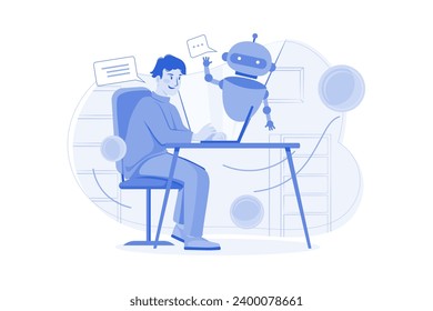 Cryptocurrency Trading Bot Illustration concept on white background
