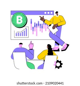 Cryptocurrency trading courses abstract concept vector illustration. Crypto trade academy, smart contracts, digital tokens and blockchain technology, setup and strategy, ICO abstract metaphor.