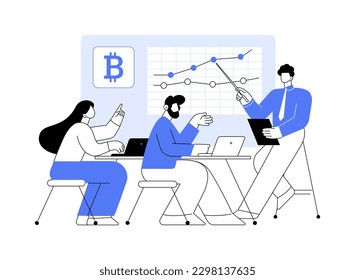 Cryptocurrency trading courses abstract concept vector illustration. Crypto trade academy, smart contracts, digital tokens and blockchain technology, setup and strategy, ICO abstract metaphor.