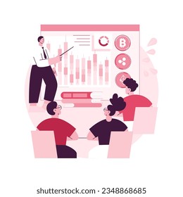 Cryptocurrency trading courses abstract concept vector illustration. Crypto trade academy, smart contracts, digital tokens and blockchain technology, setup and strategy, ICO abstract metaphor.