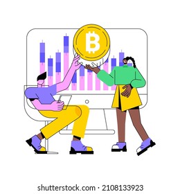 Cryptocurrency Trading Desk Abstract Concept Vector Illustration. Bitcoin Futures Platform, Crypto Exchange Trade Service, Financial Technology Business, Smart Order Routing Abstract Metaphor.