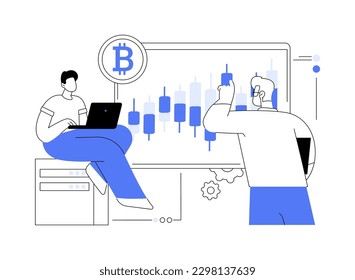 Cryptocurrency trading desk abstract concept vector illustration. Bitcoin futures platform, crypto exchange trade service, financial technology business, smart order routing abstract metaphor.