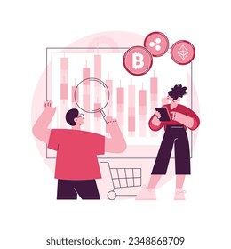 Cryptocurrency trading desk abstract concept vector illustration. Bitcoin futures platform, crypto exchange trade service, financial technology business, smart order routing abstract metaphor.