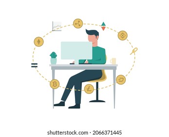 Ilustración de vector plano de intercambio de criptodivisa