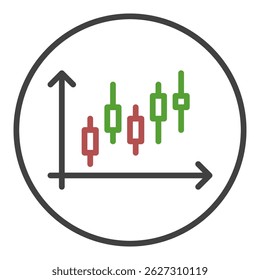 Cryptocurrency Trading Graph vector concept outline round icon or symbol