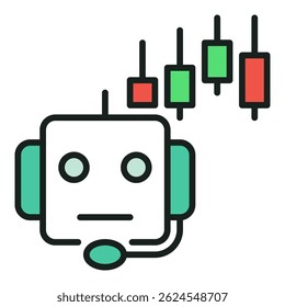 Cryptocurrency Trading Machine and Candlestick Chart vector concept colored icon or logo element