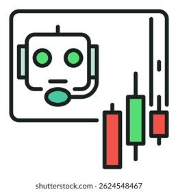 Asistencia de comercio de criptomonedas en el concepto de Vector de burbujas de voz AI Bot icono de color o elemento de logotipo