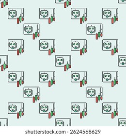 Cryptocurrency Trading Support in Speech Bubble vector AI Bot concept colored seamless pattern