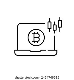 Cryptocurrency trading terminal. Candlesticks chart with bitcoin symbol. Price volatility. Pixel perfect vector icon