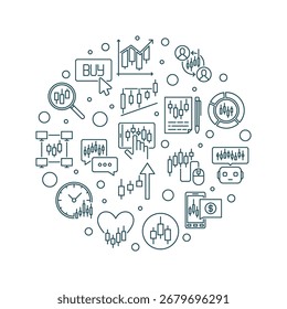 Cryptocurrency Trading vector Buying and Selling Crypto Crypto Market Trading concept outline round illustration or banner