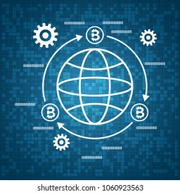 Cryptocurrency transaction, financial transfer vector concept illustration