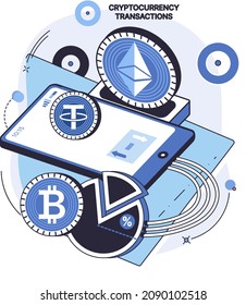 Cryptocurrency transactions, mining, exchange. Analysis of marketplace, digital stock market trading. Investment in cryptocurrency and blockchain technology. Program for work with digital investment