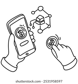 Transferencia de criptomonedas Una simple ilustración de las monedas digitales que se transfieren