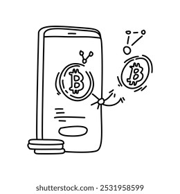 Kryptowährung Transfer Eine einfache Illustration der digitalen Münzen, die übertragen werden