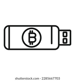 Cryptocurrency usb icon outline vector. Bitcoin money. Crypto business