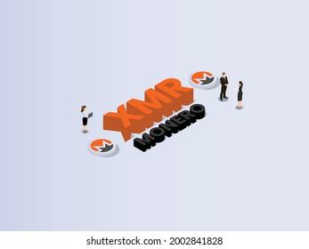 Cryptocurrency vector concept. Group of business people making investments of Moniro while trading in Cryptocurrency