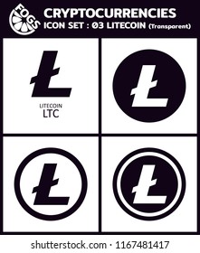 Cryptocurrency vector Icon Set : 03 LITECOIN LTC Transparent icon, coin, symbols, signs, emblems Vector illustration.