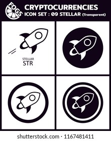 Cryptocurrency vector Icon Set : 09 STELLAR STR Transparent icon, coin, symbols, signs, emblems Vector illustration.