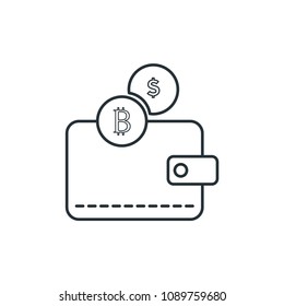 Cryptocurrency Wallet Bitcoin Dollar Vector Icon