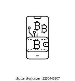 Cryptocurrency wallet color line icon. Digital crypto art. Pictogram for web page.
