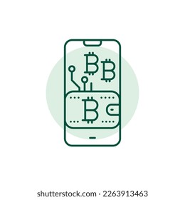 Cryptocurrency wallet color line icon. Digital crypto art. Pictogram for web page.