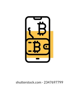 Cryptocurrency wallet  color line icon. Digital crypto art. Outline pictogram for web page, mobile app, promo