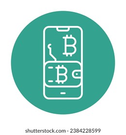 Cryptocurrency wallet  color line icon. Digital crypto art. Outline pictogram for web page, mobile app, promo