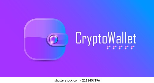 Cryptocurrency wallet concept illustration with wallet and crypto coins isolated on violet background. Crypto wallet landing page and poster design template. Crypto wallet for bitcon, solana, ethereum