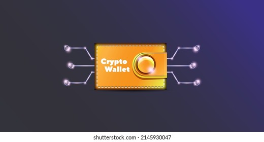 Cryptocurrency wallet concept illustration with wallet and crypto coins isolated on grey background. Crypto wallet landing page and poster design template. Crypto wallet for bitcon, solana, ethereum