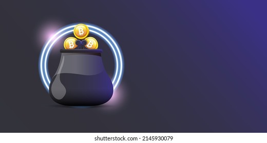Cryptocurrency wallet concept illustration with wallet and crypto coins isolated on grey background. Crypto wallet landing page and poster design template. Crypto wallet for bitcon, solana, ethereum