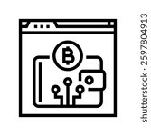 cryptocurrency wallet decentralized application line icon vector. cryptocurrency wallet decentralized application sign. isolated contour symbol black illustration