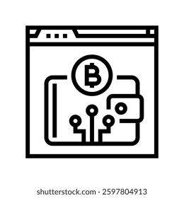 cryptocurrency wallet decentralized application line icon vector. cryptocurrency wallet decentralized application sign. isolated contour symbol black illustration