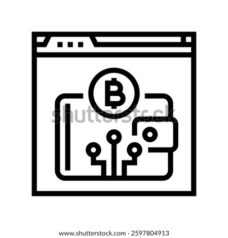 cryptocurrency wallet decentralized application line icon vector. cryptocurrency wallet decentralized application sign. isolated contour symbol black illustration