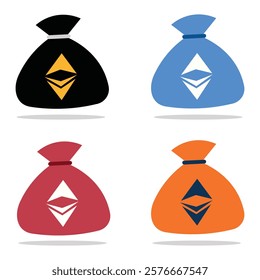 Cryptocurrency wallet Ethereum set.Art and Illustrator .in white background  