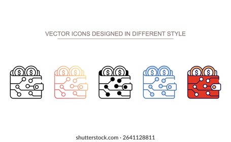 Cryptocurrency Wallet icon design with white background stock illustration