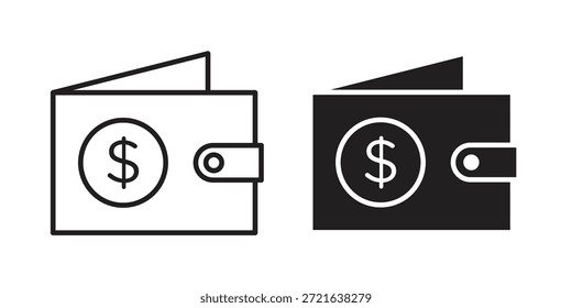 Cryptocurrency wallet icon in filled, thin line, stroke style for website and apps