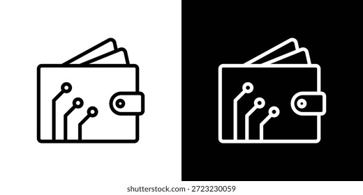 Concepto de logotipo de icono de billetera de criptomoneda en trazos