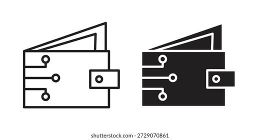 Cryptocurrency wallet icon. Monochrome simple icons for templates, web design