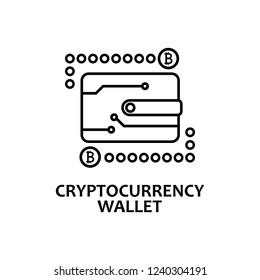 cryptocurrency wallet icon with name. Element of crypto currency for mobile concept and web apps. Thin line cryptocurrency wallet icon can be used for web and mobile
