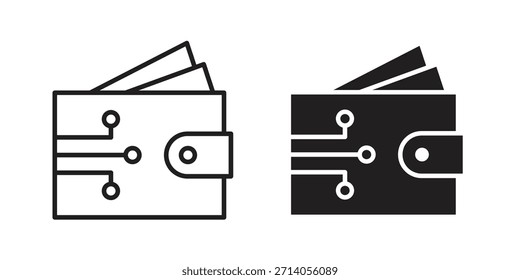 Cryptocurrency wallet icon silhouette vector designs. Editable Strokes