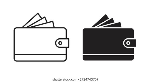 Vectores simples del icono de la cartera de la criptomoneda en negro, convenientes para los proyectos