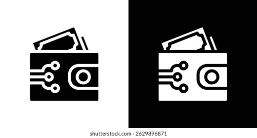 Cryptocurrency wallet icon in solid flat trendy design style.