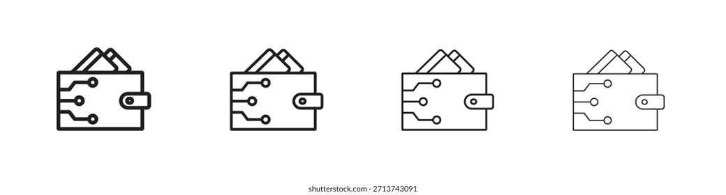 Icono de billetera de criptomoneda. Vector de pictogramas aislados.